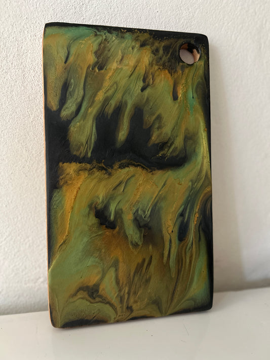 Rectangular – Resina Total Negra, verde y dorado